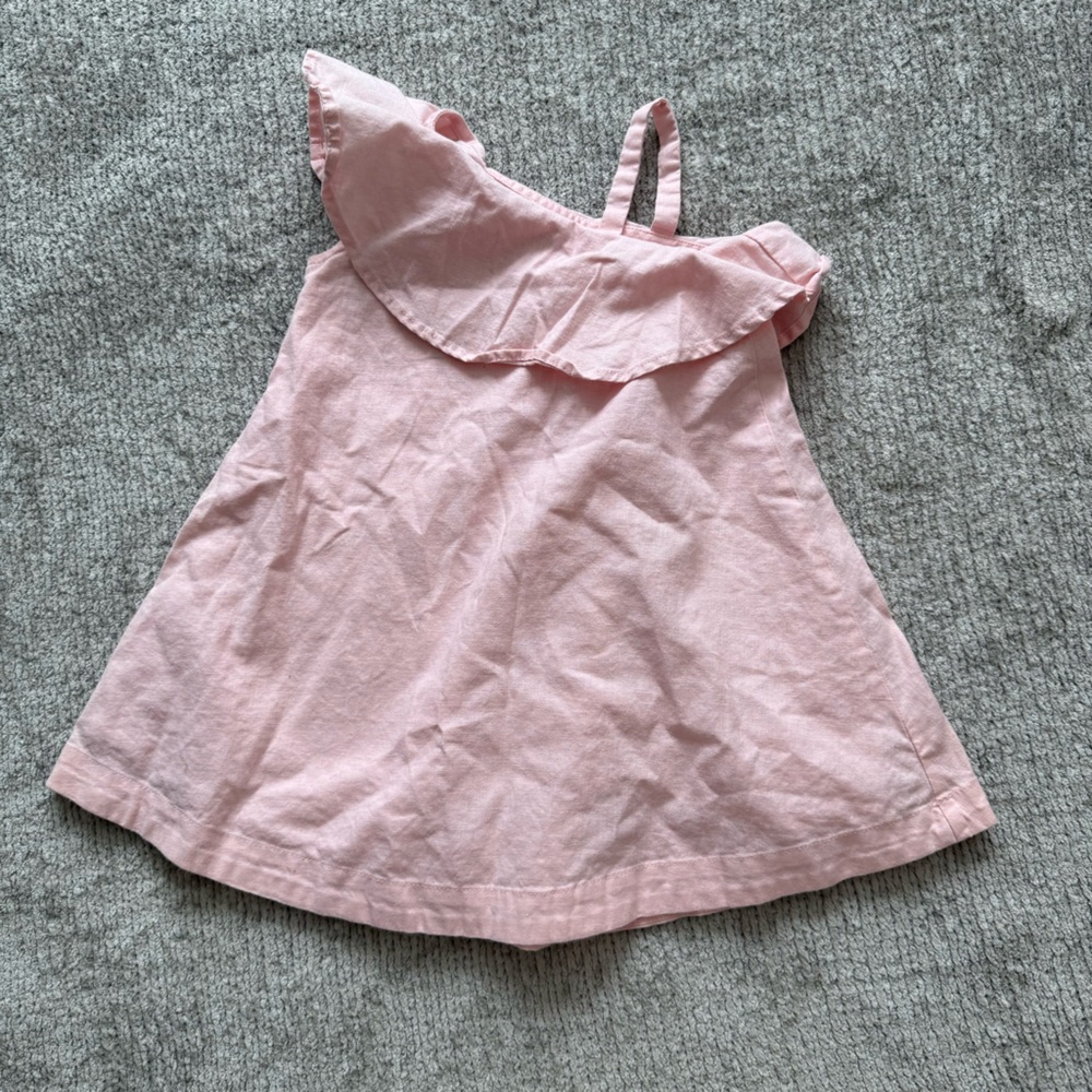 Hope & Henry Pink Linen Blend Ruffle Collar Dress Size‎ 2T